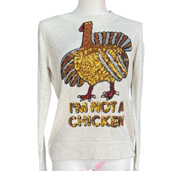 H&M Turkey Thanksgiving Sequin Sweater - Small - Picture 1 of 9
